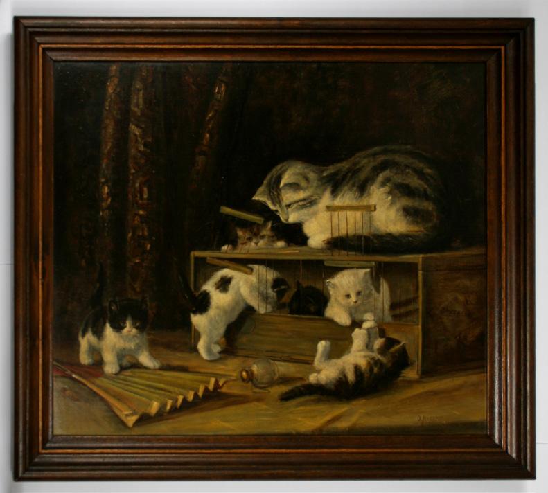 Seite 71 Verkaufskatalog Katzenmutter mit 5 Jungen 59 x 48 cm Öl auf