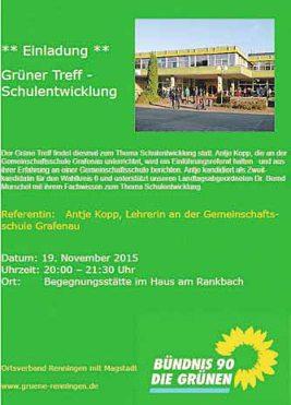 32 donnerstag, 19. november 2015 Parteien und WÄhlerVereinigungen Stadtnachrichten Bündnis 90 Die Grünen Ortsverband Renningen mit Magstadt www.gruene-renningen.