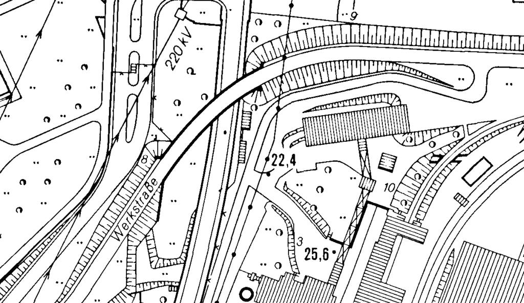 Die nachfolgenden Beispiele verdeutlichen die Modellierung der vertikalen Ebenen im DLM50: a ) In der Landschaft wird eine Straße auf einer Brücke über eine andere Straße geführt, wobei das zu