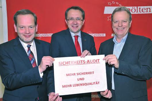 Alexander Rechberger, Bürgermeister Mag. Matthias Stadler und Wilhelm Haberzettl setzen die Erkenntnisse aus dem Sicherheitsaudit um.