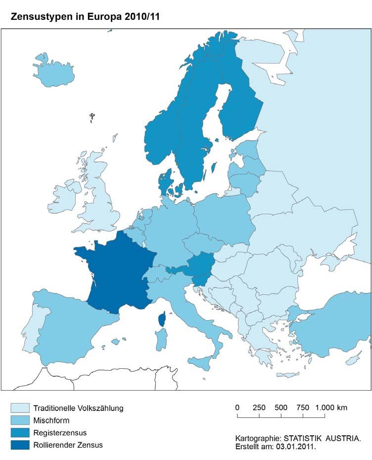 5 Unterschiedliche Methoden ein Ergebnis: Die europäische Zensusrunde 2011 2011 findet eine EU-weite Zensusrunde statt, somit zählt also nicht nur Österreich seine Wohnsitzbevölkerung.