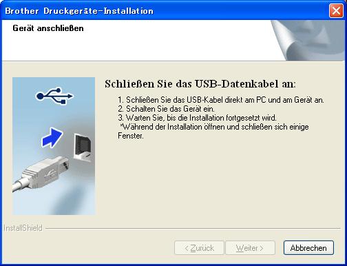 USB Wenn Sie en PS-Treier (BR-Sript3- Drukertreier) instllieren möhten, wählen Sie Benutzerefinierte Instlltion un folgen Sie nn en Anweisungen uf em Bilshirm.