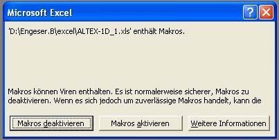 Anhang 3 EXCEL-Anwendung ALTEX-1D Erst nach diesen vorbereitenden Schritten kann die Datei ALTEX-1D.xls über den Menü-Punkt Datei/Öffnen geöffnet werden.