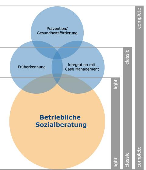 mit Zusatz von Case Management bei Langzeiterkrankten Beratung bei Kurzabsenzen Paket 'Complete' Paket 'Classic' mit Zusatz von