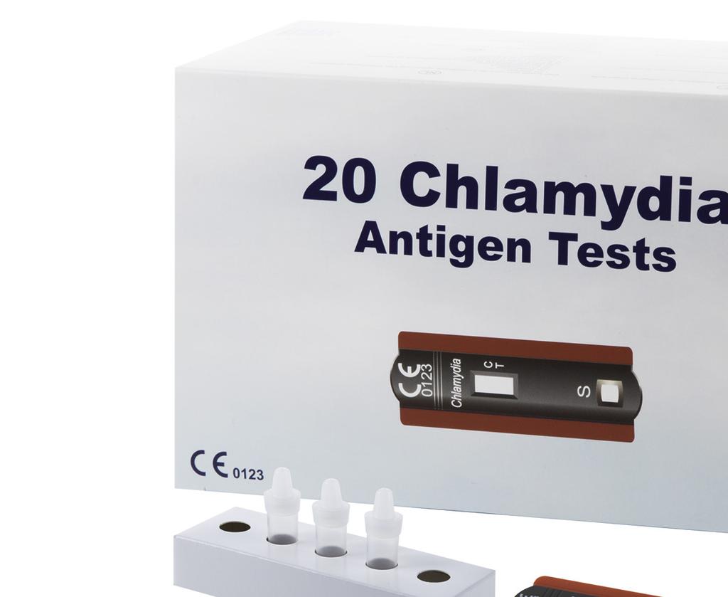 CHLAMYDIA ANTIGEN TEST CE0123 Der ulti med Chlamydia Test ist ein schneller chromatografi scher Immunassay für den qualitativen Nachweis von Chlamydia trachomatis im Zervixabstrich der Frau,