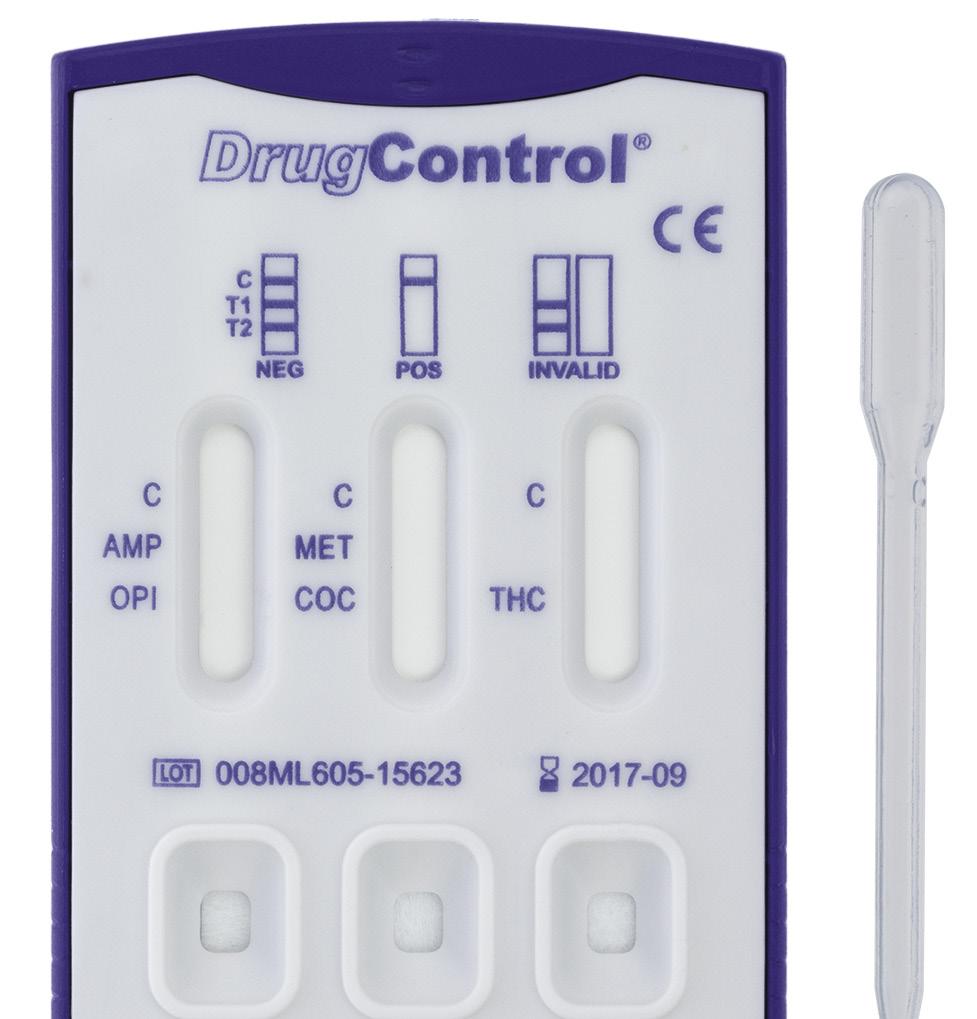 MULTI-DROGEN-PIPETTIERTESTS Der ulti med Multi-Drogen-Pipettiertest ist eine spezielle Anordnung unterschiedlicher chromatografischer Lateral-Flow-Immunassays für die Erkennung unterschiedlicher