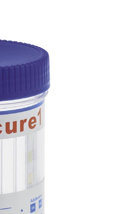 MULTI-DROGEN-BECHERTEST PRODUKTREIHE Die ulti med Urine Cup Secure Produktreihe ist eine spezielle Anordnung unterschiedlicher chromatografi scher Lateral-Flow-Immunassays für die Erkennung