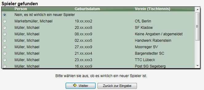 Sollte es aber wirklich ein neuer Spieler sein 5.3.3 Daten des Spielers eintragen werden sie als nächstes gebeten, die Spielerdaten anzugeben.