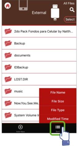 Dokumentenverwaltung Sie können Dateien nach Dateinamen, Dateityp, Dateigröße und Zeitpunkt der letzten Änderung in