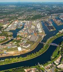 Wo Rhein und Ruhr zusammenfließen, bietet duisport eine breite Angebotspalette so etwa Full-Service-Pakete in den Bereichen Infraund Suprastruktur samt Ansiedlungsmanagement sowie logistische