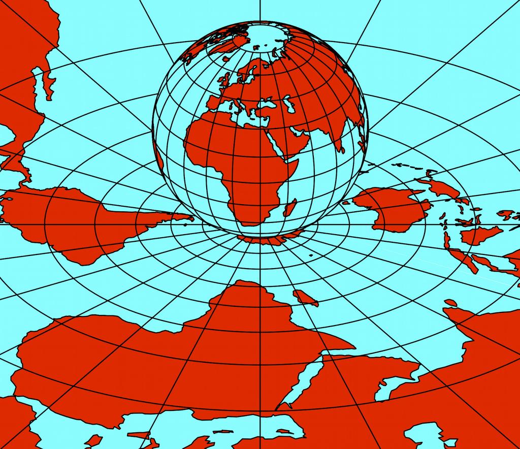 Hans Walser, [20160808] Stereografische Projektion 1 Ausgangslage Wir projizieren die Erde (Geodaten) vom Nordpol aus auf die Tangentialebene im Südpol.