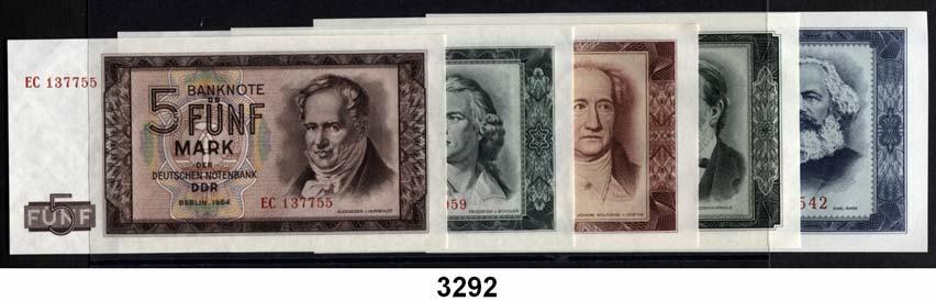 212 Deutsche Demokratische Republik 3290 339/346 Serie 1948 : 50 Pfennig (5); 1 Mark (7); 2 Mark (6); 5 Mark (5); 10 Mark (64); 20 Mark (1); 50 Mark (7) und 100 Mark (1). LOT 96 Scheine.