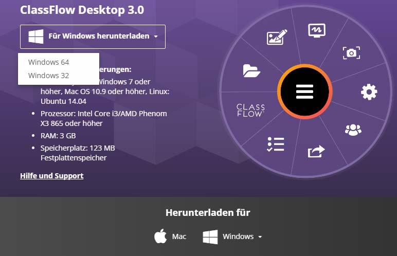 DOWNLOAD Um ClassFlow Desktop herunterzuladen, öffnen Sie die Seite