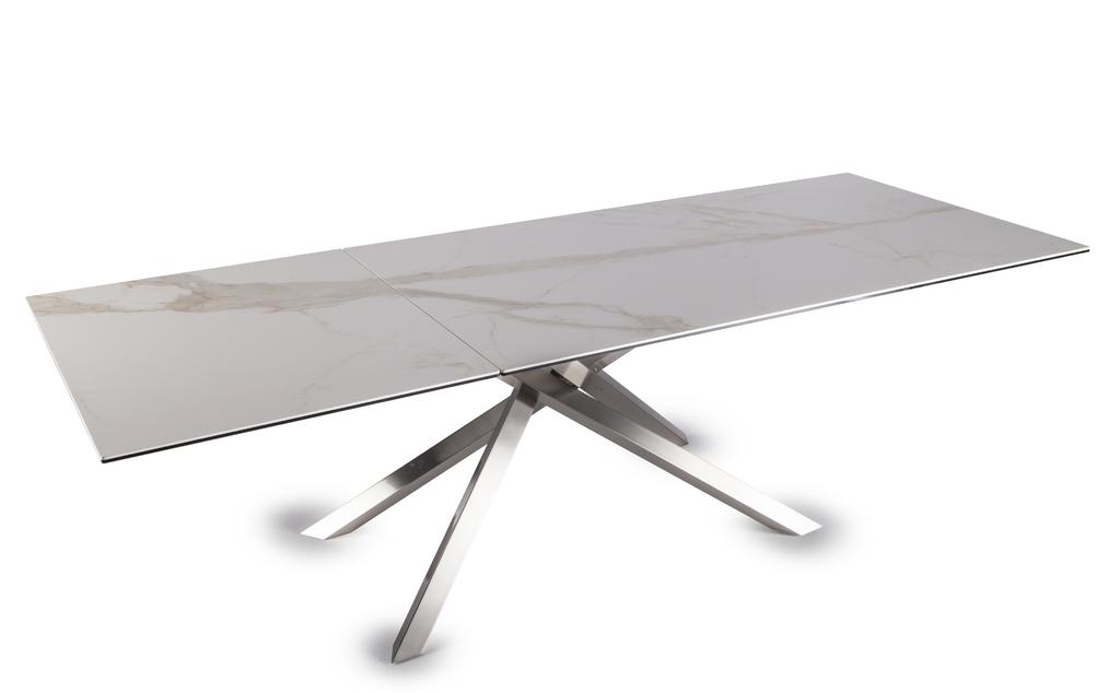 RISPETTO ALLA STRUTTURA. 75 260 180 EXTENSIBLE DINING TABLE WITH TOP AND EXTENSION IN GLASS OR CERAMIC.