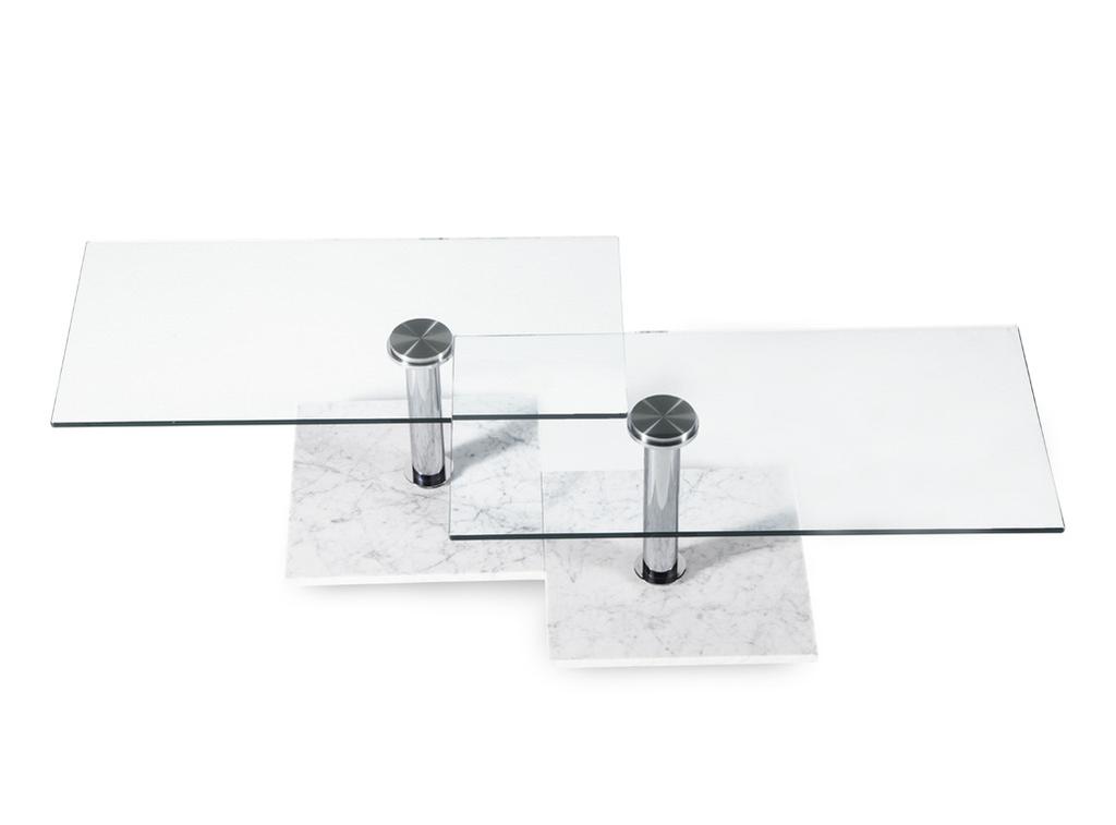 CERAMIC TOPS. MARBLE BASE AND CHROMED SUPPORTS.