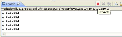 Technische Informatik für Ingenieure Seite 3(8) b) Führen Sie das Programm aus (Rechte Maustaste auf die Datei oder im Editor Run as Java Application) und beobachten Sie was passiert.