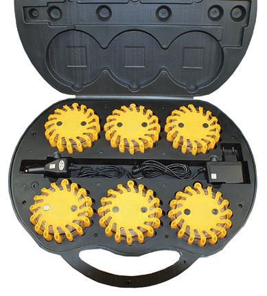 LED nprogramm Powerflare Koffer - Set Warnblitzer 16 LEDs gelb aufladbar / 230V, mit stark haftenden