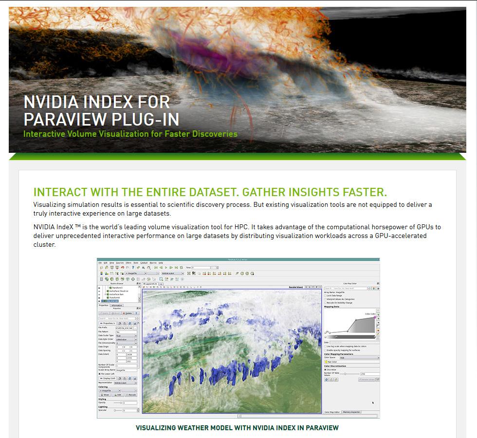 Neue Tools: Nvidia Index Plug-In für ParaView NVIDIA IndeX is a