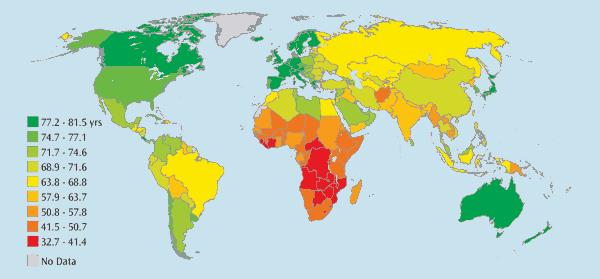 Life expectancy of a girl born today can be 80 years, however, if she is born in some countries not more than 45 years Executive