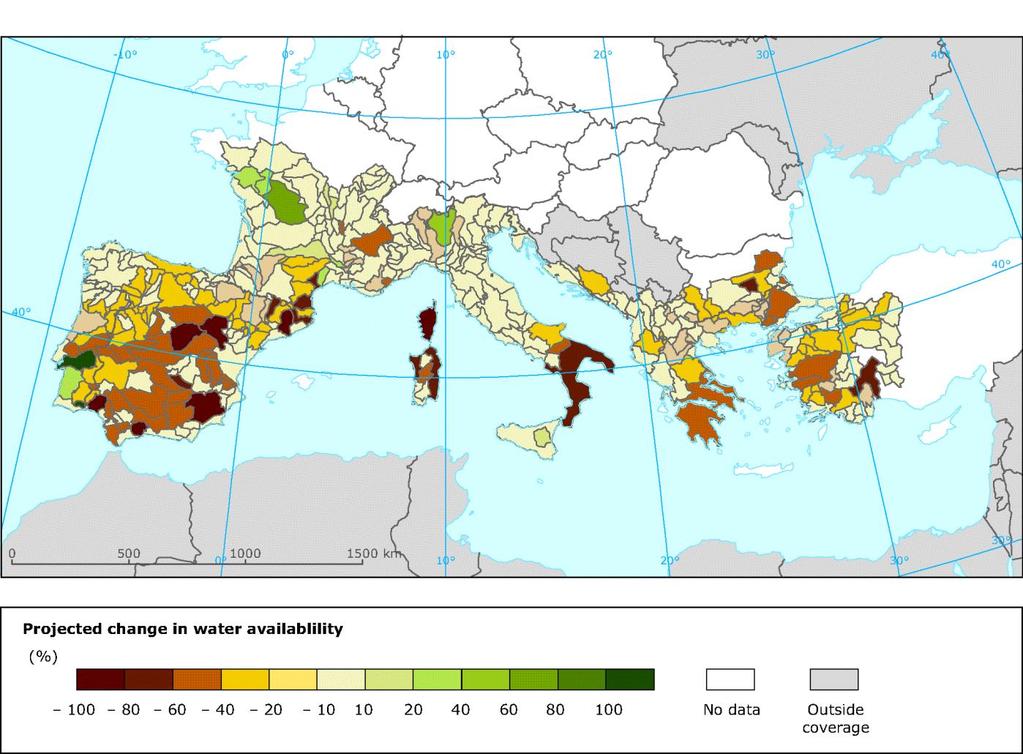 Wasserverfügbarkeit bei Klimawandel 2071-2100