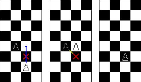 3.4.2 Rochade Eine Rochade findet zwischen König und Turm statt. Dies ist das einzigste Mal in einem Spiel, dass mehr als eine Spielfigur mit einem einzelnen Zug bewegt werden kann.