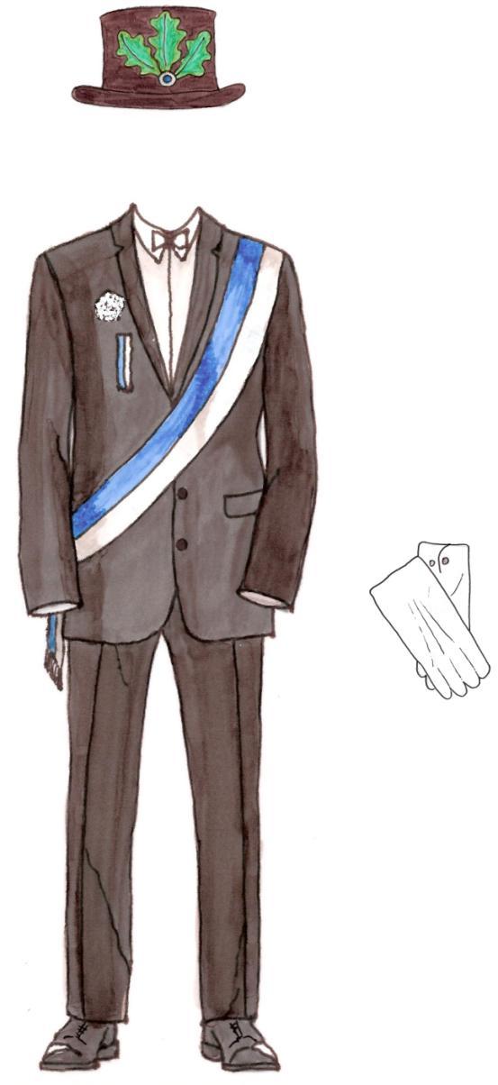 Fahnenjunker Der Fahnenjunker trägt zusätzlich zu seinem Basisanzug: Eine Schärpe und Kokarde in Stadtfarben sowie weiße Handschuhe.