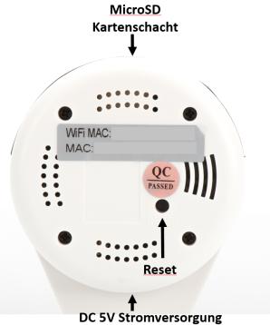 Stromversorgung: Verbinden Sie das mitgelieferte Netzteil mit der Kamera, um sie mit Strom zu versorgen.