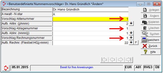 Vorschlag Aktennummer Vorschlag Ablagenummer Vorschlag Rechnungsnummer 05.01.