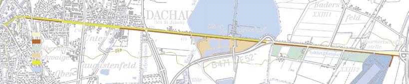 Maßstab 1:25.000 0 0,5 1 km Eigentum Die Karte vermittelt eine schematische Darstellung des Grundeigentums der Öffentlichen Hand im Bereich des Dachau-Schleißheimer Kanals.