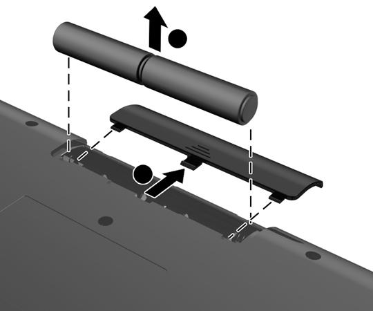 Entfernen der Batterien aus der optionalen kabellosen Tastatur oder Maus HINWEIS: Funktastatur und Funkmaus sind optionales Zubehör.