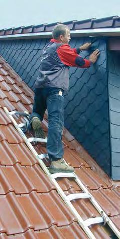 oder Buche + Zu Montagezwecken kann die Dachleiter auch mit dem First- Überwurfbügel auf der Dachfläche gesichert werden (ohne die Verwendung von Dachhaken).