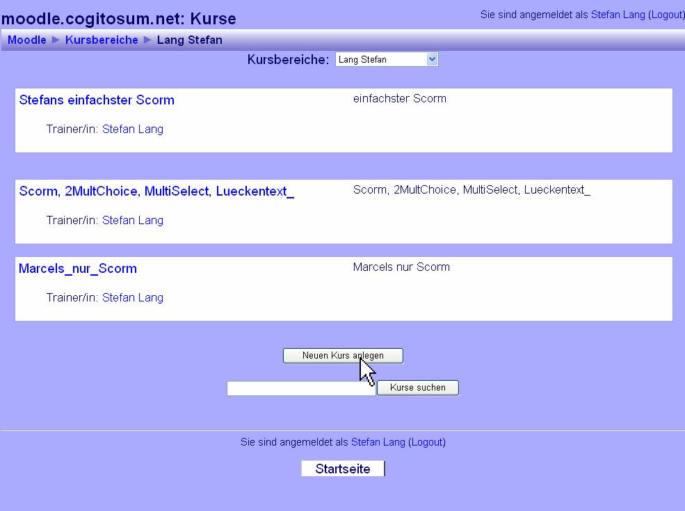 Moodle Anlegen eines Kurses