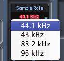 Sektion Gerätestatus (Device Status) Die Gerätestatus-Sektion informiert über die Samplingfrequenz, die Synchronisation und den Treiber-Status des Scarlett 8i6.