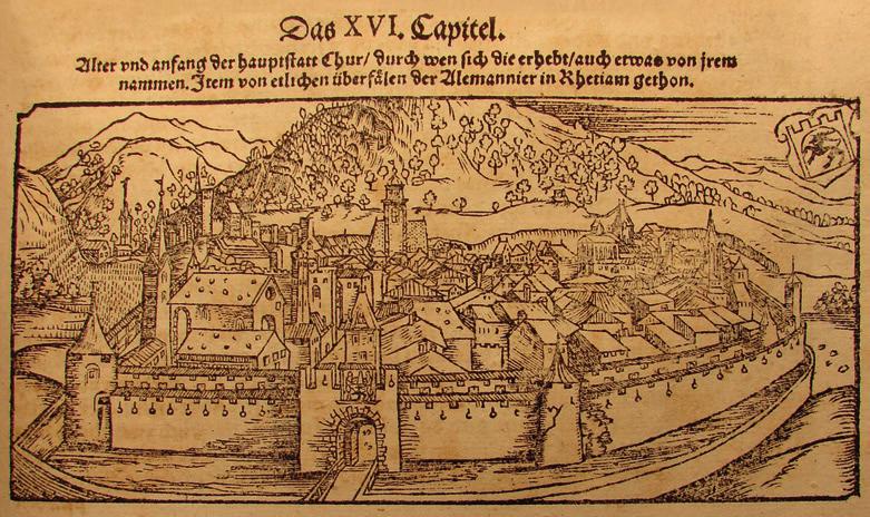 Churer Zünfte 1465 - heute Chur zeigte mit Mauern und Türmen städtisches Selbstbewusstsein. Seine Bürger strebten nach Selbstverwaltung und wollten die Macht des Bischofs begrenzen.