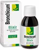 Bronchicum Elixir 1) Elixir Behandlung der Symptome einer akuten Bronchitis und Erkältungskrankheiten der Atemwege mit zähflüssigem Schleim. Enthält 4,9 Vol.-% Alkohol.
