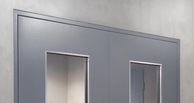 STS Türen für anspruchsvolle Architektur Flächenbündige Optik von Türblatt, Zarge und feststehendem Oberteil Stumpf einschlagendes Türblatt mit Zargendichtung 2-flügelige Türen mit flächenbündigem