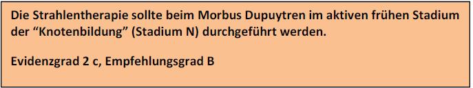 Morbus Dupuytren Fraktionierung: Linearbeschleuniger: Konvent.