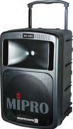 mobilen Beschallungssystemen von Mipro. Mit 250 Watt Musikleistung spielt es bei den ganz großen Lautsprecheranlagen mit.