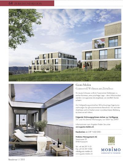 ch displayed on a double page using a customised layout. Projects are presented immediately following the editorial content of the magazine, i.e. before the property advertisements. www.schlossberg.