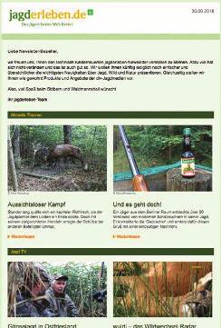 Online-Werbung im redaktionellen Umfeld von jagderleben.de Advertorial 950, / Monat Veröffentlichung auf der Startseite.