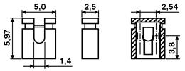 C (Standard) Isolationswiderstand: > 1000 MΩ -65 C bis +125 C (DP-Ausf.) Bild 1 mit Öffnung für Prüfclip Raster 2.54 Bild 2 geschlossene Ausführung Raster 2.
