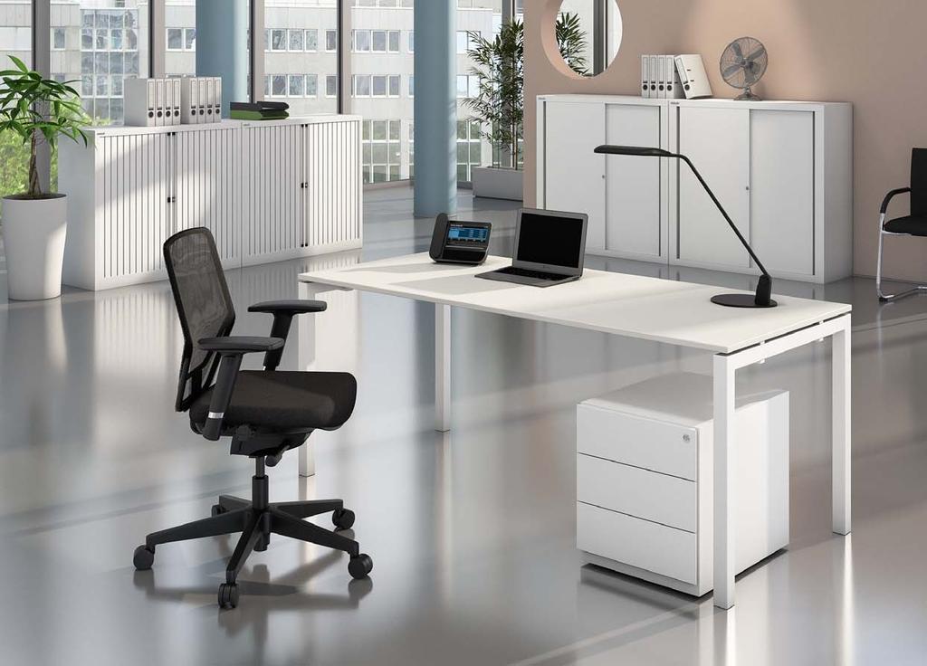 Office Manager Büroset Basic + + 9,99 Euro Cito Schreibtisch OM-DUF608GW96 mit höhenfixem U-Gestell Bürodrehstuhl Optime OM-DSON7