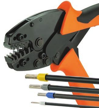 Crimpwerkzeuge Crimping tools Crimpit F 6 gyra Crimpwerkzeug für Aderendhülsen (nach DIN 46228 Teil 1 und 4) mit und ohne Kunststoffkragen. Drehbares Gesenk für die Einführung von vorne oder seitlich.