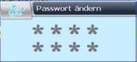 > Geben Sie Ihr neues Passwort mit Hilfe der Zehnertastatur auf der Fernbedienung ein. > Wiederholen Sie die Eingabe. > Das Passwort wird automatisch gespeichert.