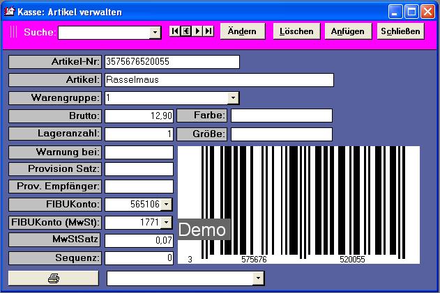 Artikel Artikel-NR können Zahlen oder Bezeichnungen sein oder eine Kombination aus beidem. Barcode oder ISBN oder beliebige Alphanummerische Bezeichnungen sind möglich.