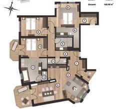 Küche/sszimmer, 2 x Schlafzimmer (4 x ett), ad/w, usche/w, Terrasse oder alkon Living room (2 x extra beds), ooking/ ining