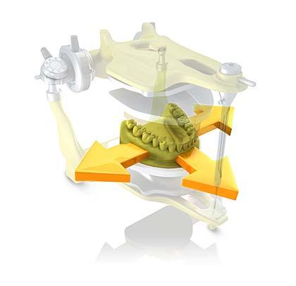 8 Seitenpalette Sirona Dental Systems GmbH 8.5 Artikulation Okklusaler Kompass Mit dem virtuellen FGP kann der okklusale Kompass berechnet werden.