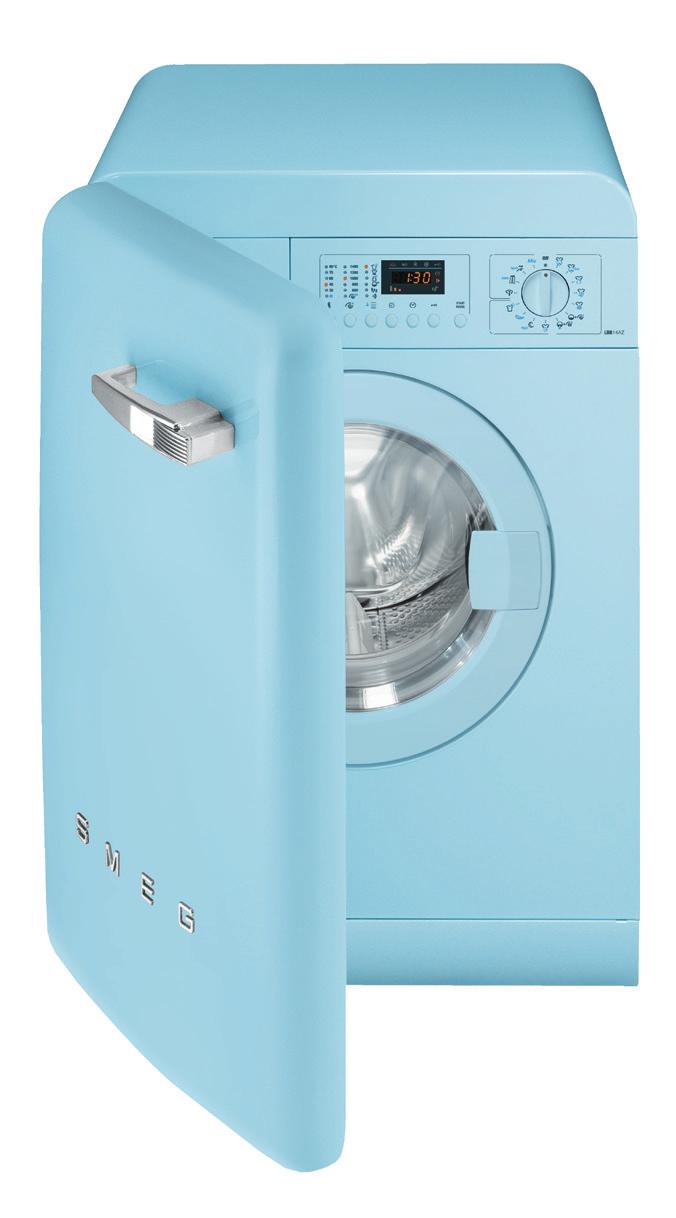 50 s style LBB14 Waschvollautomat 7 Kg, Effizienzklassen A + B Eine neue Weise, der Wäsche Ausdruck zu geben: der SMEG Waschvollautomat wird ein Objekt, dass sich zur Schau stellt.