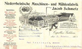 (E020) Los 0318 Chemnitz-Kappel, 1912: Sächsische Tüllfabrik AG des Firmensitzes mit Straßenszenen, u.a. Kutschen Straßenbahnen.