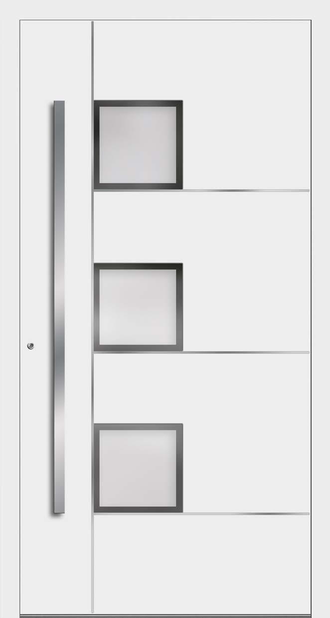 rechts G01 Flächenbündige Lisenen (außen) Glas: SGE 01 mattiertes Glas